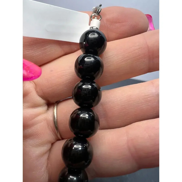 10mm Black Onyx necklace with sterling silver clasp *NEW* - Picture 9 of 11